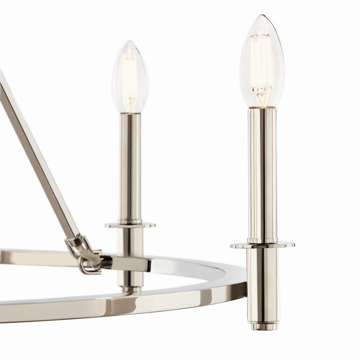 Kichler 52705PN Six Light Chandelier, Polished Nickel