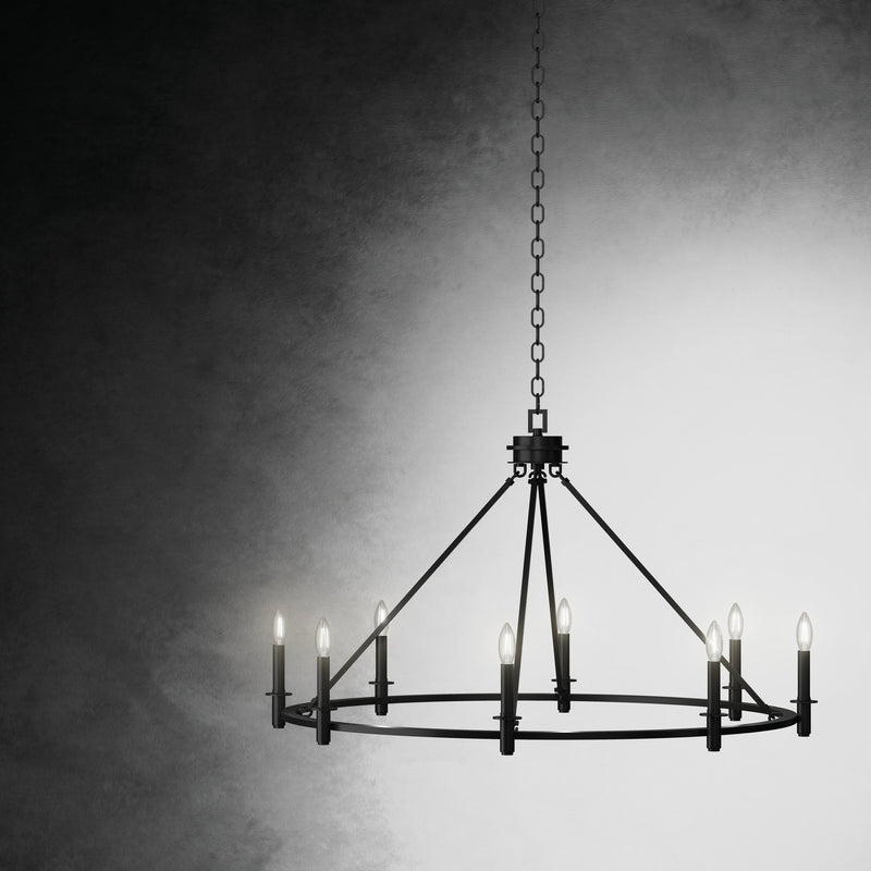 Kichler 52706BK Eight Light Chandelier, Black