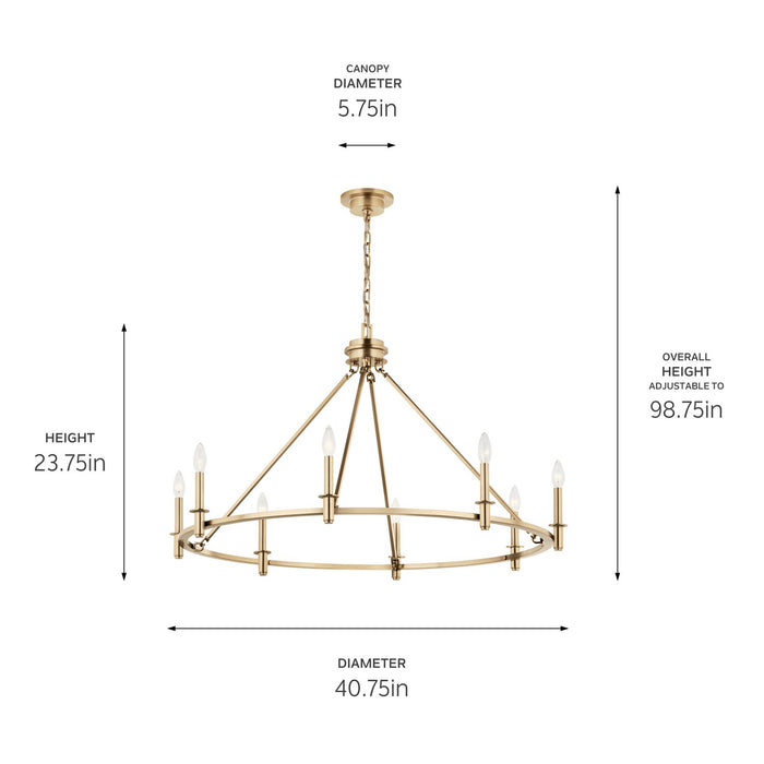 Kichler 52706CPZ Eight Light Chandelier, Champagne Bronze