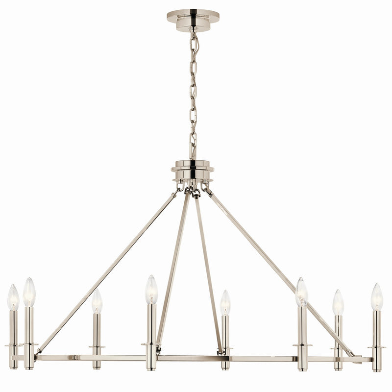 Kichler 52706PN Eight Light Chandelier, Polished Nickel