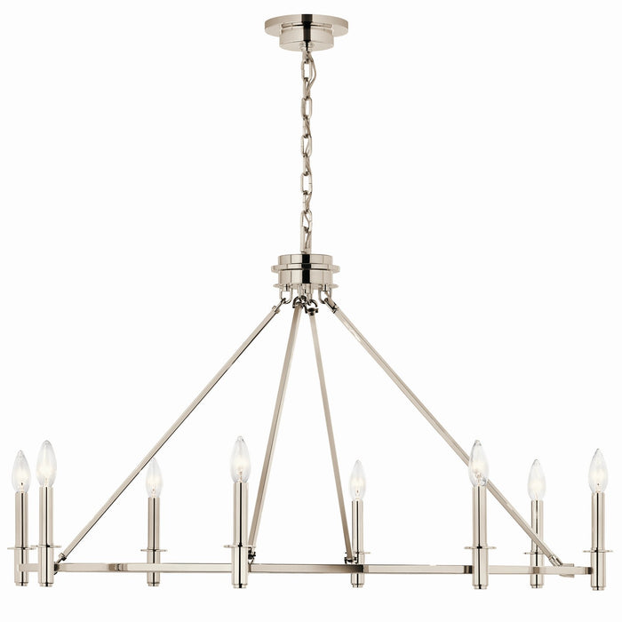 Kichler 52706PN Eight Light Chandelier, Polished Nickel