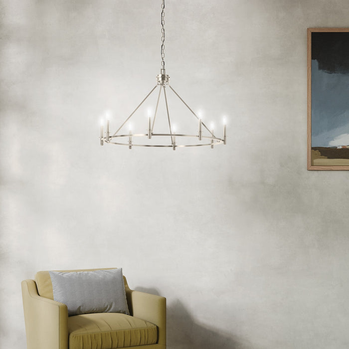 Kichler 52706PN Eight Light Chandelier, Polished Nickel