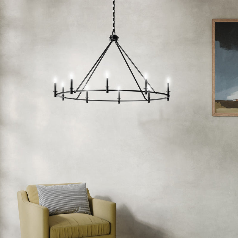 Kichler 52707BK Ten Light Chandelier, Black