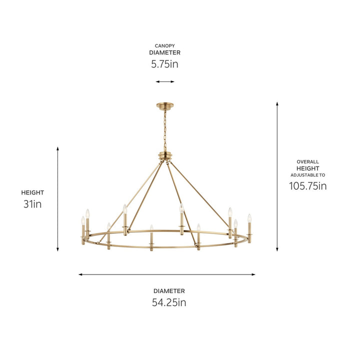 Kichler 52707CPZ Ten Light Chandelier, Champagne Bronze