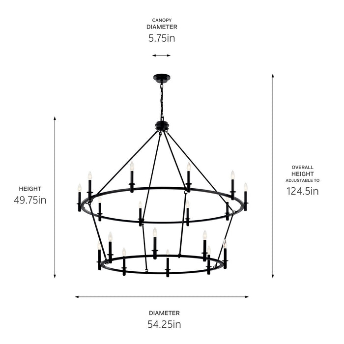 Kichler 52708BK 18 Light Chandelier, Black