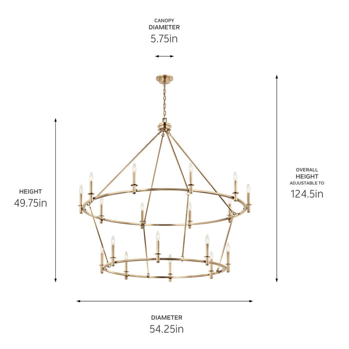 Kichler 52708CPZ 18 Light Chandelier, Champagne Bronze