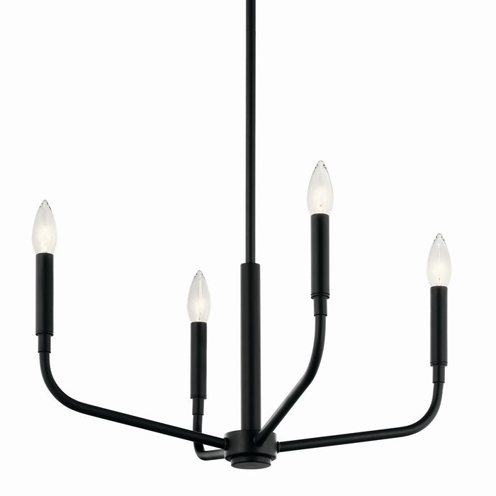 Kichler 52716BK Four Light Chandelier/Semi Flush Mount, Black