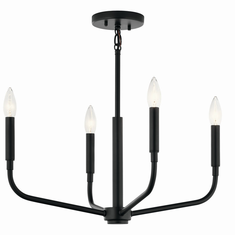 Kichler 52716BK Four Light Chandelier/Semi Flush Mount, Black