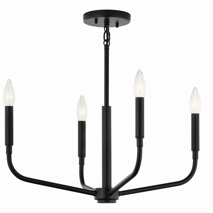 Kichler 52716BK Four Light Chandelier/Semi Flush Mount, Black