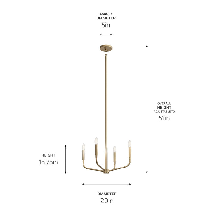 Kichler 52716CPZ Four Light Chandelier/Semi Flush Mount, Champagne Bronze