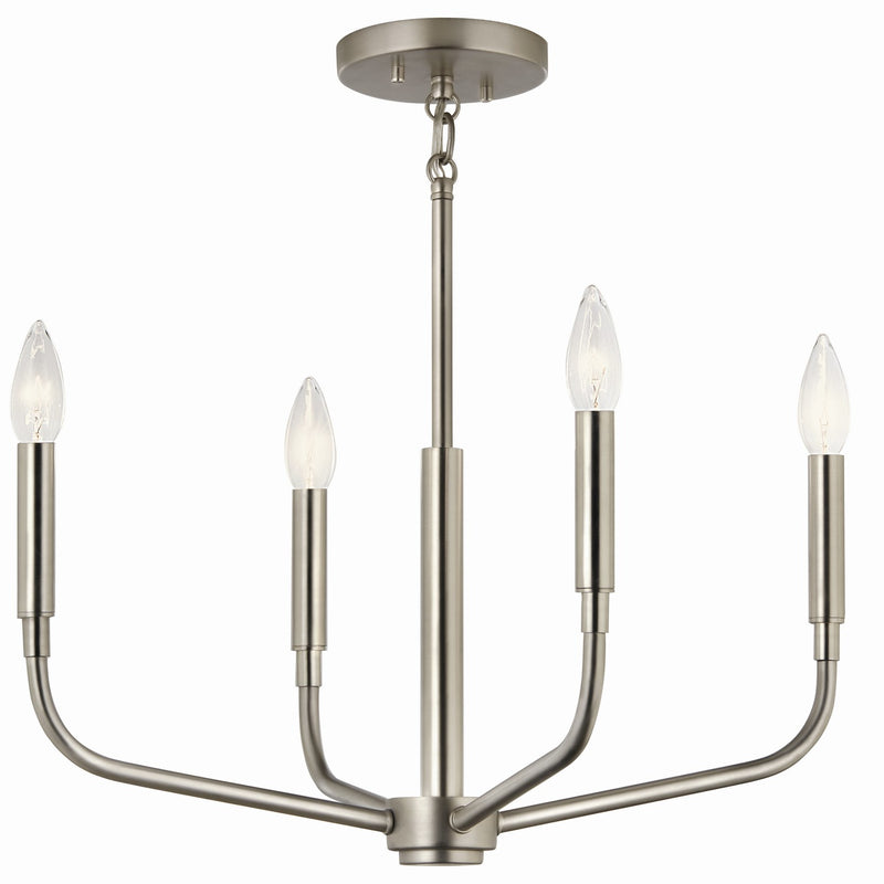 Kichler 52716NI Four Light Chandelier/Semi Flush Mount, Brushed Nickel