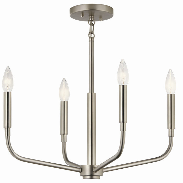 Kichler 52716NI Four Light Chandelier/Semi Flush Mount, Brushed Nickel