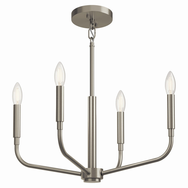 Kichler 52716NI Four Light Chandelier/Semi Flush Mount, Brushed Nickel