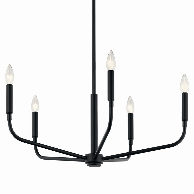 Kichler 52717BK Five Light Chandelier, Black