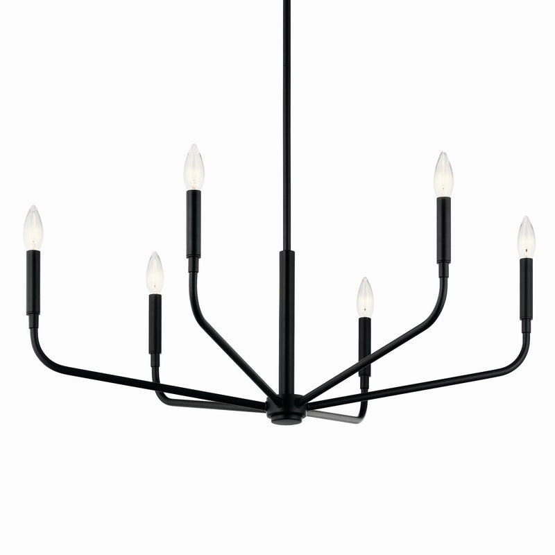 Kichler 52718BK Six Light Chandelier, Black