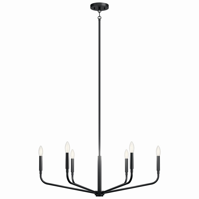 Kichler 52718BK Six Light Chandelier, Black