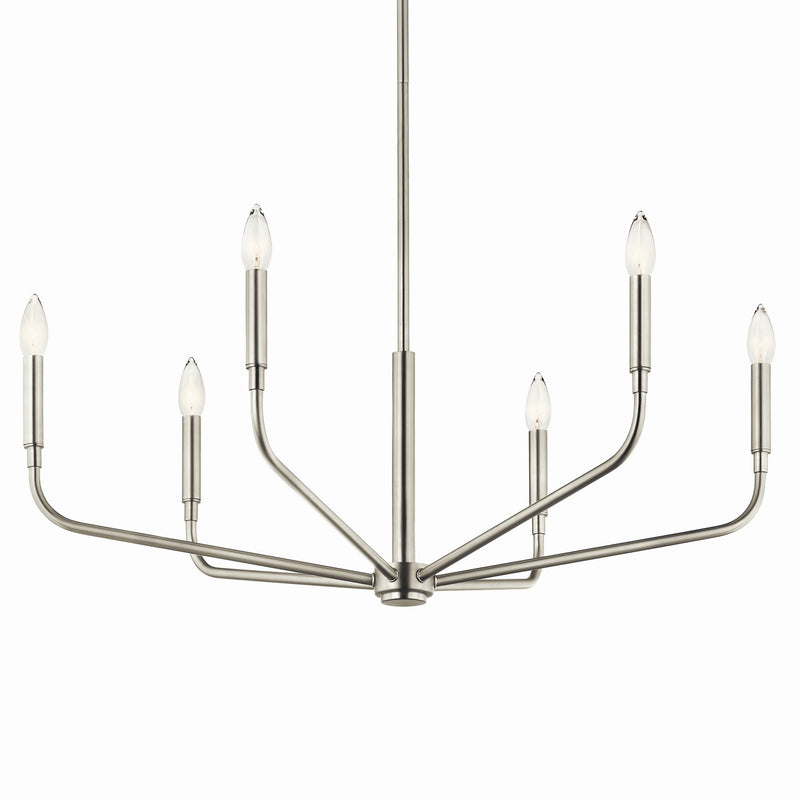 Kichler 52718NI Six Light Chandelier, Brushed Nickel