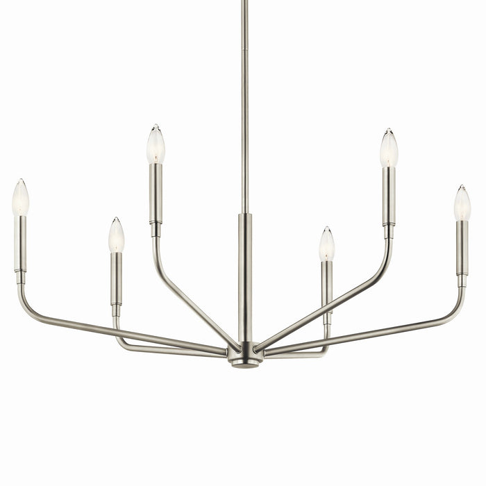 Kichler 52718NI Six Light Chandelier, Brushed Nickel