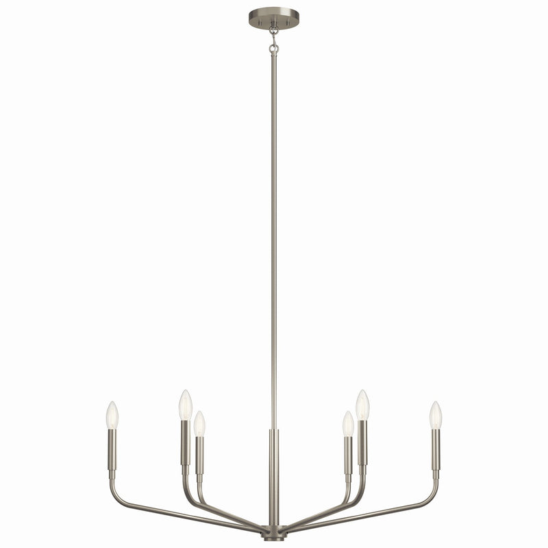 Kichler 52718NI Six Light Chandelier, Brushed Nickel