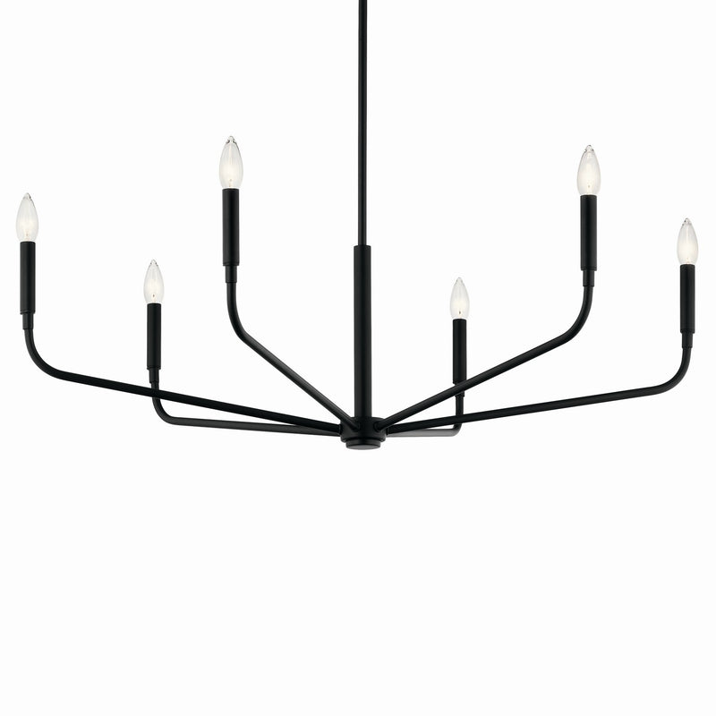 Kichler 52719BK Six Light Chandelier, Black