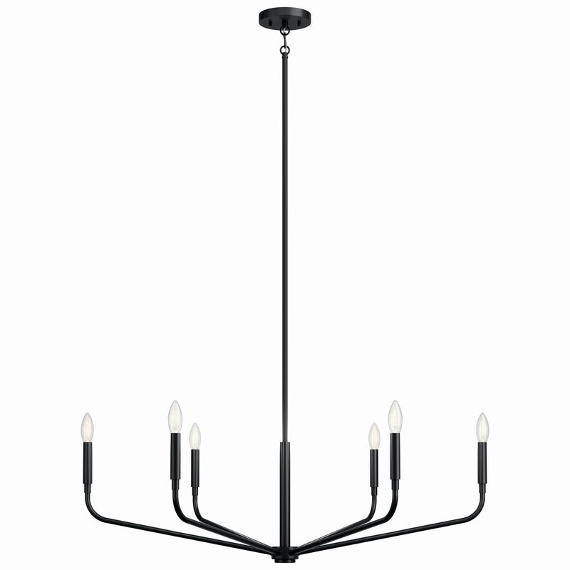 Kichler 52719BK Six Light Chandelier, Black