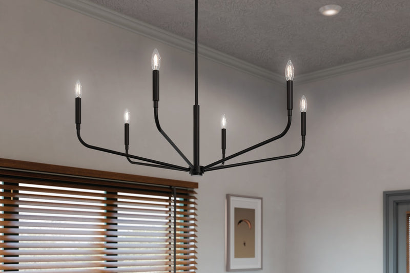 Kichler 52719BK Six Light Chandelier, Black