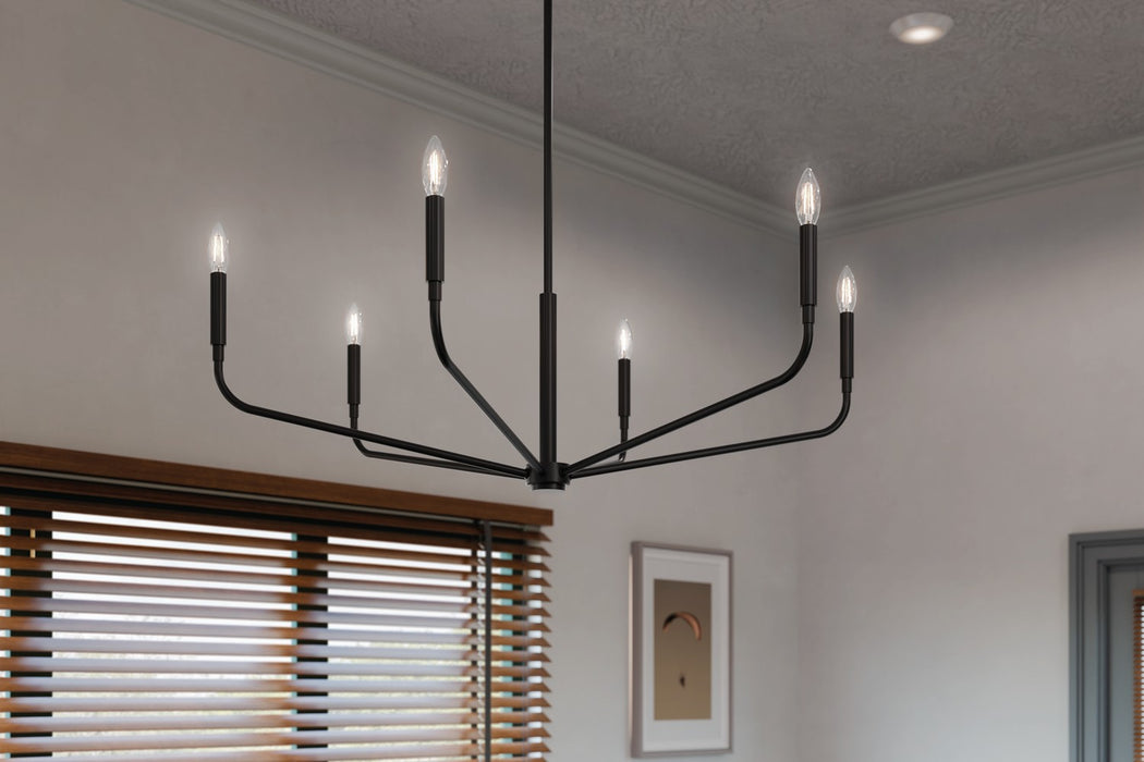 Kichler 52719BK Six Light Chandelier, Black