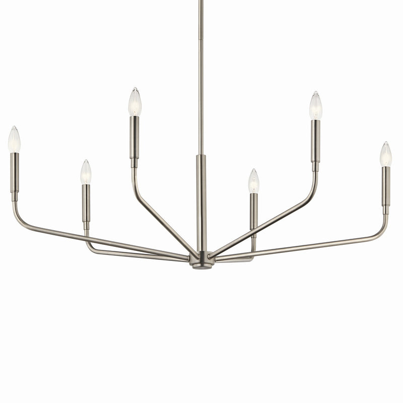 Kichler 52719NI Six Light Chandelier, Brushed Nickel