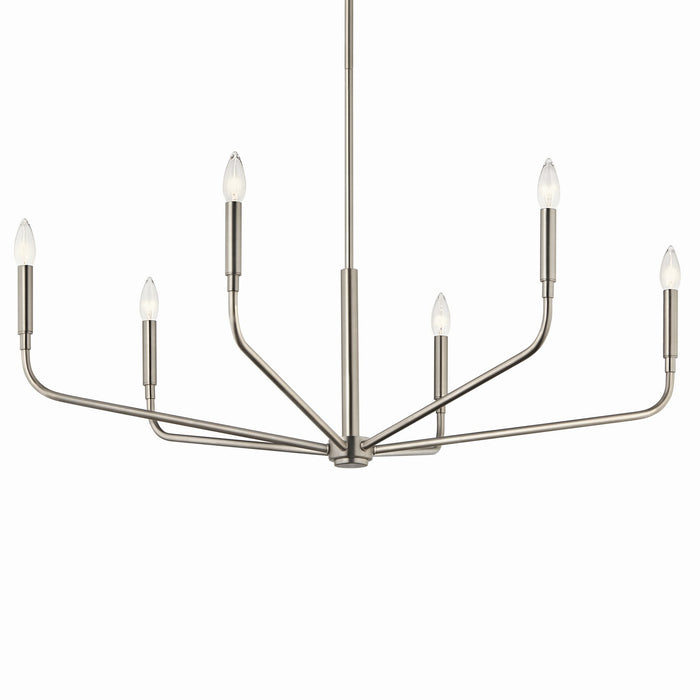 Kichler 52719NI Six Light Chandelier, Brushed Nickel