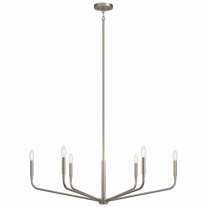 Kichler 52719NI Six Light Chandelier, Brushed Nickel