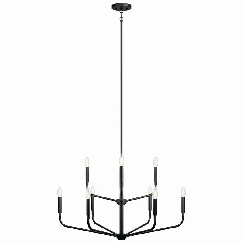 Kichler 52720BK Nine Light Chandelier, Black