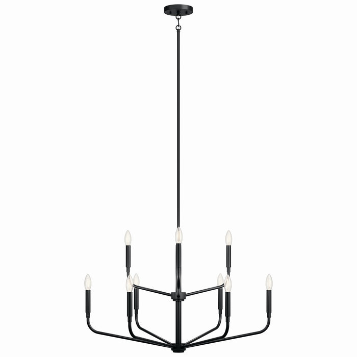 Kichler 52720BK Nine Light Chandelier, Black