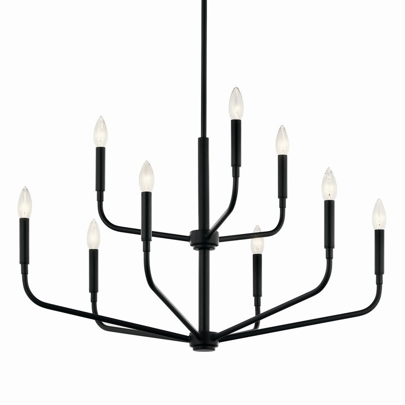 Kichler 52720BK Nine Light Chandelier, Black