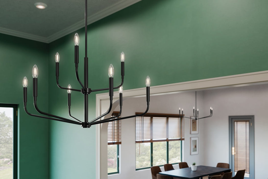 Kichler 52720BK Nine Light Chandelier, Black