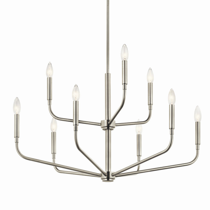 Kichler 52720NI Nine Light Chandelier, Brushed Nickel