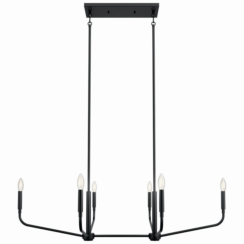 Kichler 52721BK Six Light Linear Chandelier, Black