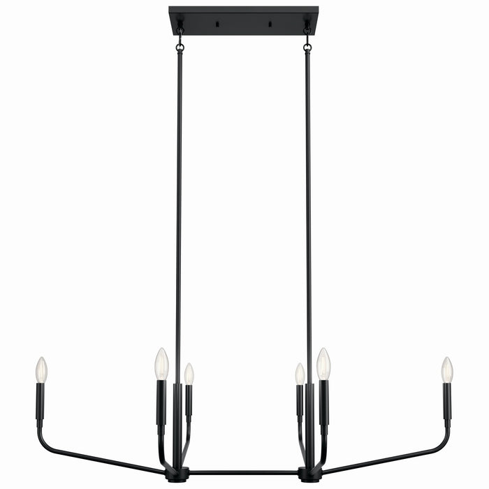 Kichler 52721BK Six Light Linear Chandelier, Black
