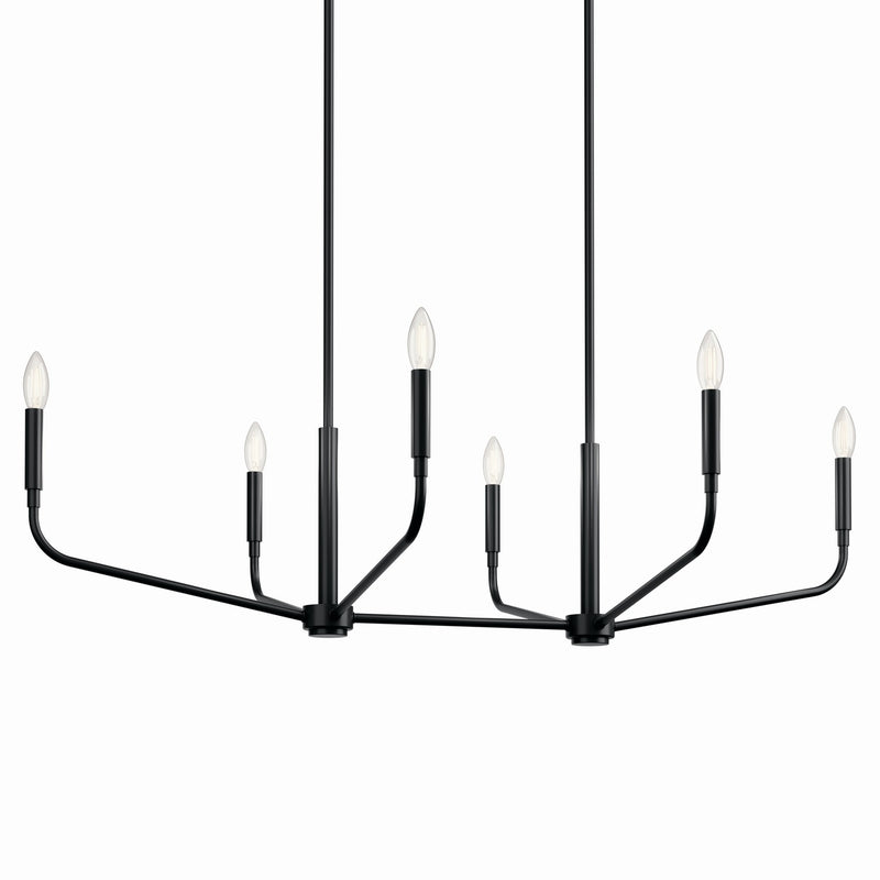 Kichler 52721BK Six Light Linear Chandelier, Black