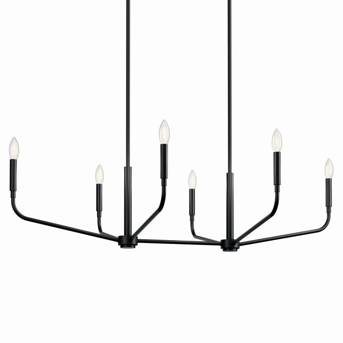 Kichler 52721BK Six Light Linear Chandelier, Black
