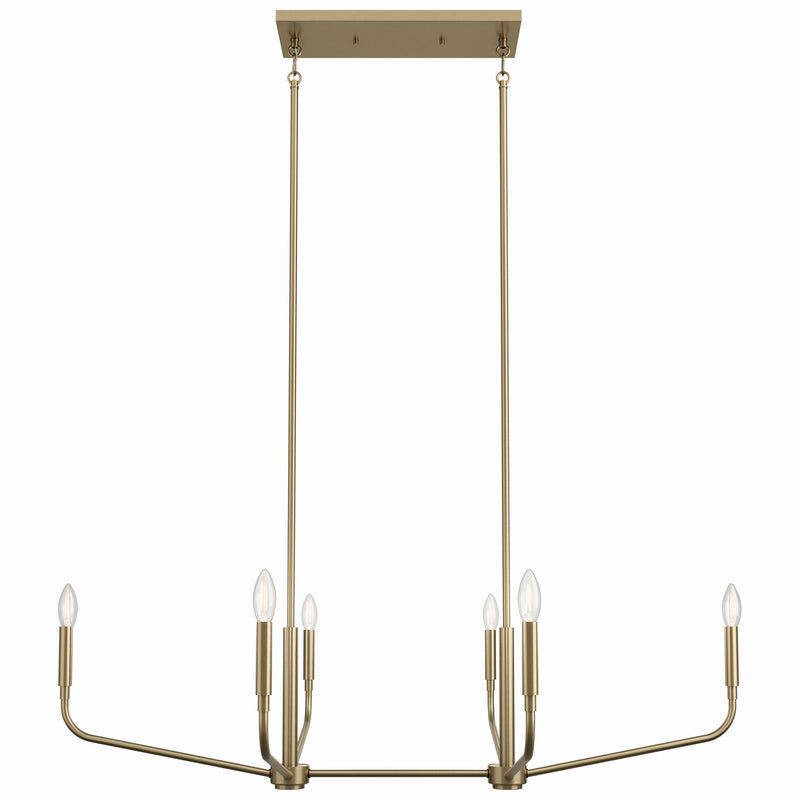 Kichler 52721CPZ Six Light Linear Chandelier, Champagne Bronze