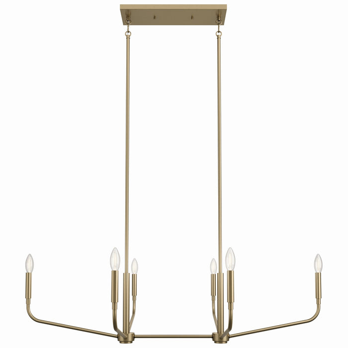 Kichler 52721CPZ Six Light Linear Chandelier, Champagne Bronze