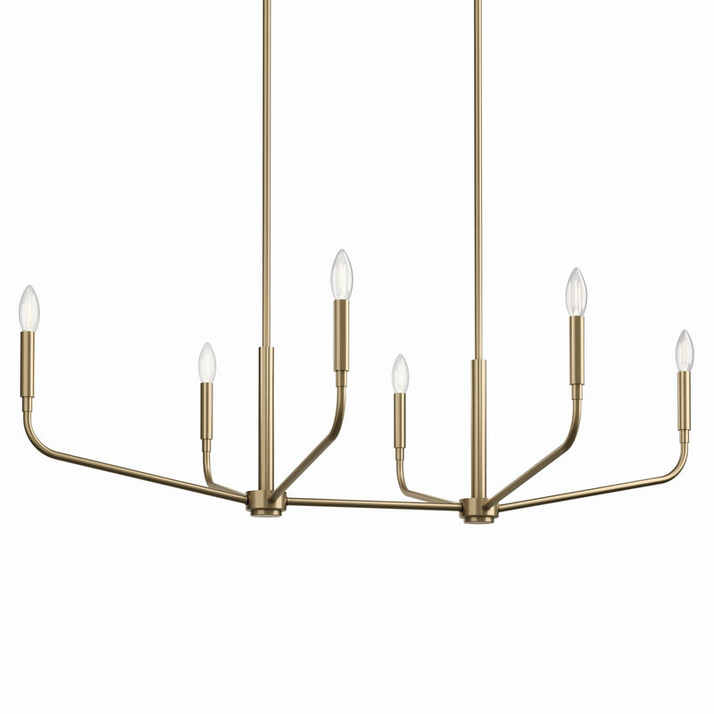 Kichler 52721CPZ Six Light Linear Chandelier, Champagne Bronze
