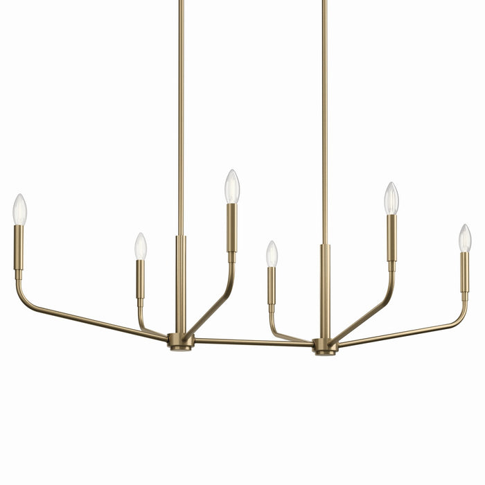 Kichler 52721CPZ Six Light Linear Chandelier, Champagne Bronze