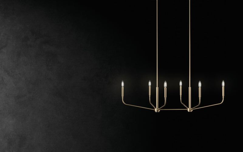 Kichler 52721CPZ Six Light Linear Chandelier, Champagne Bronze