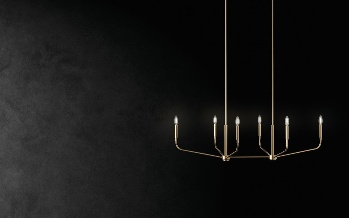 Kichler 52721CPZ Six Light Linear Chandelier, Champagne Bronze