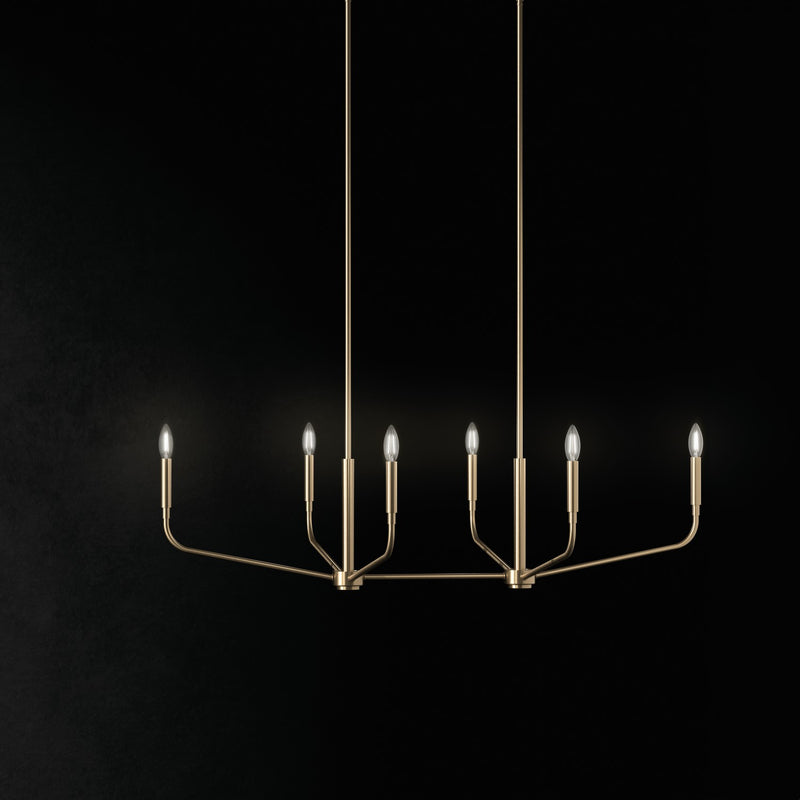 Kichler 52721CPZ Six Light Linear Chandelier, Champagne Bronze