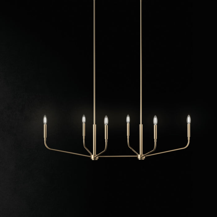 Kichler 52721CPZ Six Light Linear Chandelier, Champagne Bronze