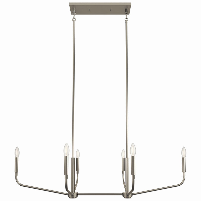 Kichler 52721NI Six Light Linear Chandelier, Brushed Nickel