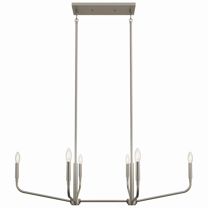 Kichler 52721NI Six Light Linear Chandelier, Brushed Nickel