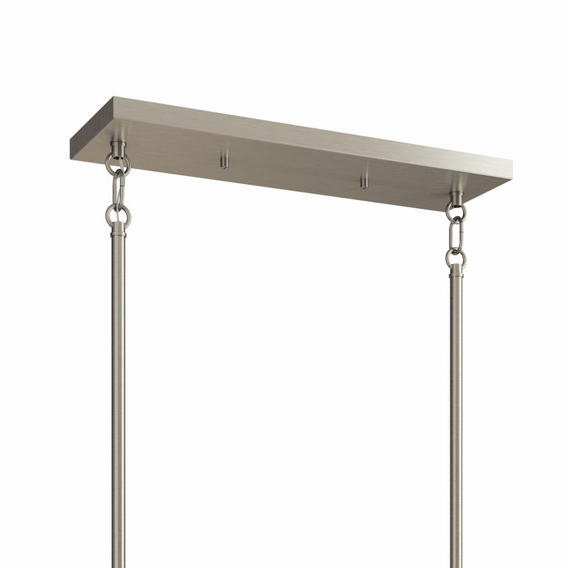 Kichler 52721NI Six Light Linear Chandelier, Brushed Nickel